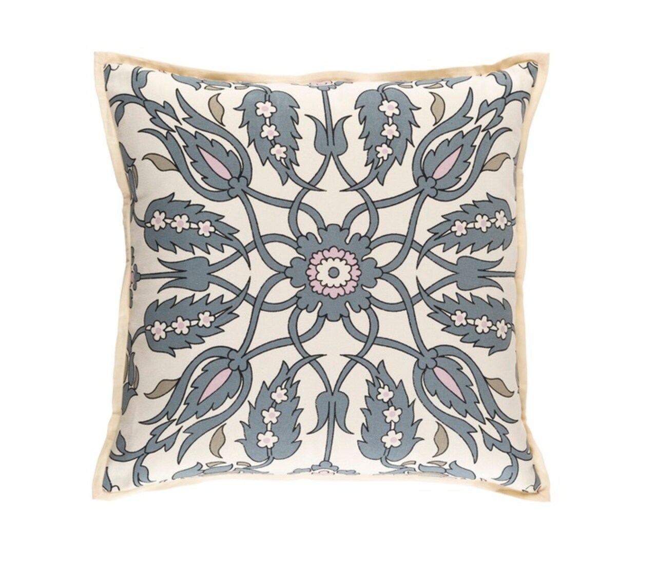 Tiwari Home 18" Beige and Gray Woven Square Throw Pillow - Down Filler